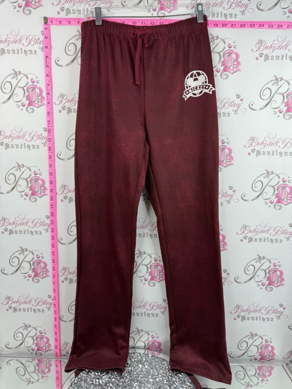 Disney sweatpants, Mickey and friends Mickey Mouse Maroon Track Pants White Logo